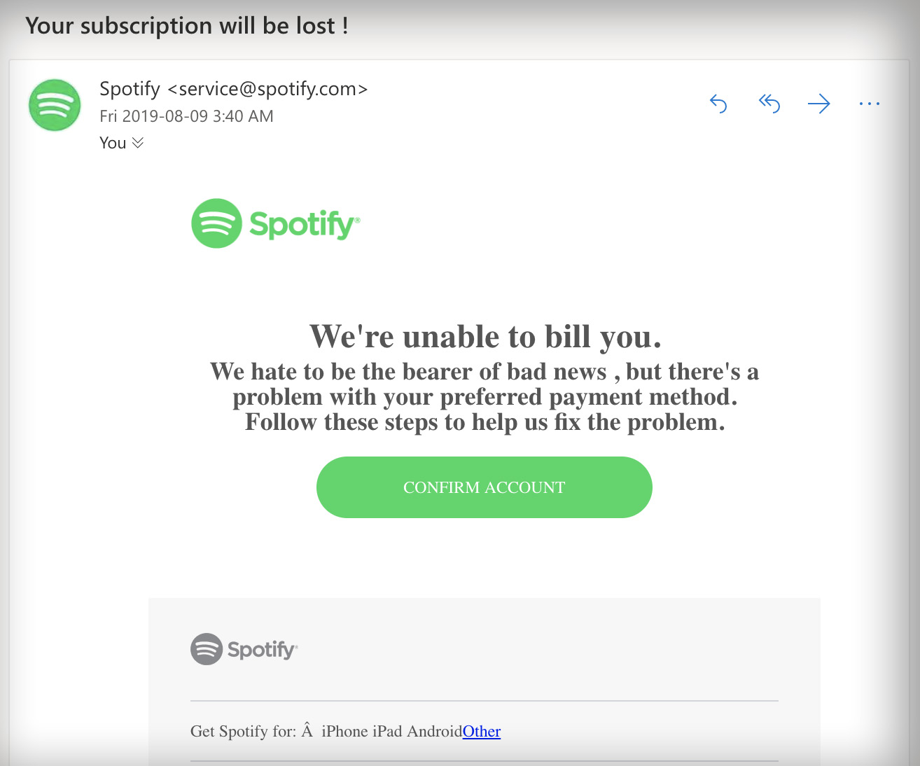 spotify subscription email
